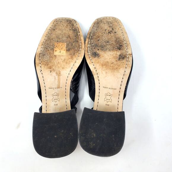 Tory Burch Georgia Slingback Pumps 70MM Naplack Cow Perfect Black 137065 Size 8 - Picture 8 of 11